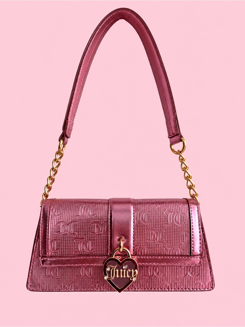 Viral‼️Juicy Couture Metallic Pink Heart Shoulder Bag